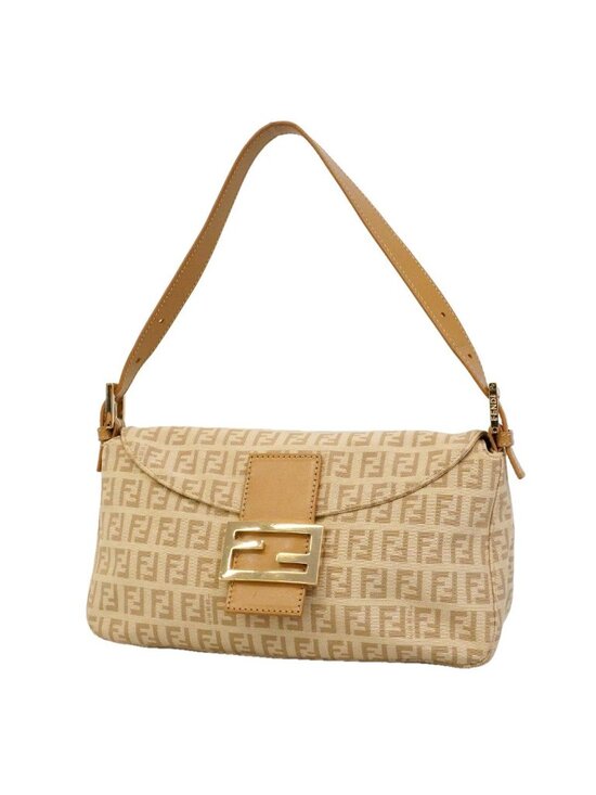 Fendi Handbags - Fendi Handbag Zucchino Nylon Canvas Beige Gold